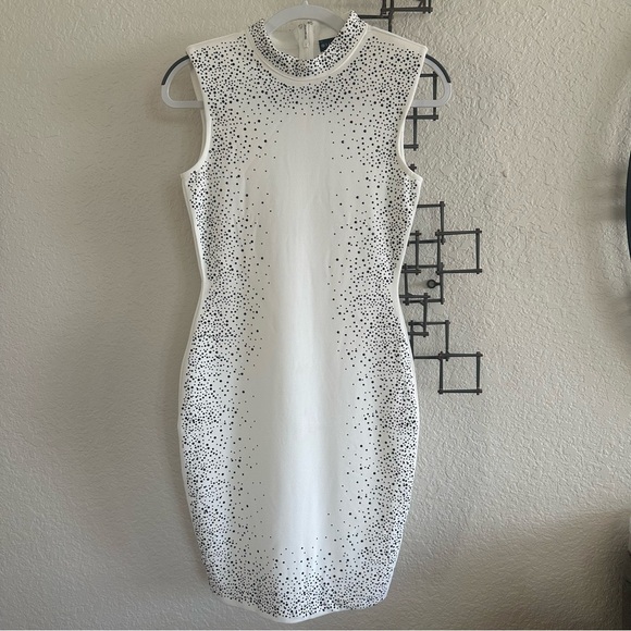 White Rhinestone Bodycon Mini Dress | Valentine Brand Sparkly Party NWT M - Picture 7 of 11